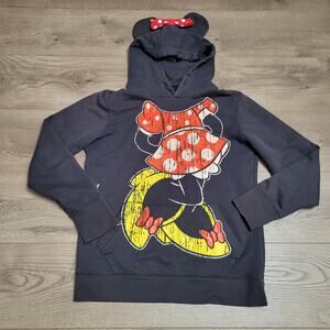 Minnie Mouse Hoodie Women Medium Black Pullover Disney Parks Souvenir Mouse Ears